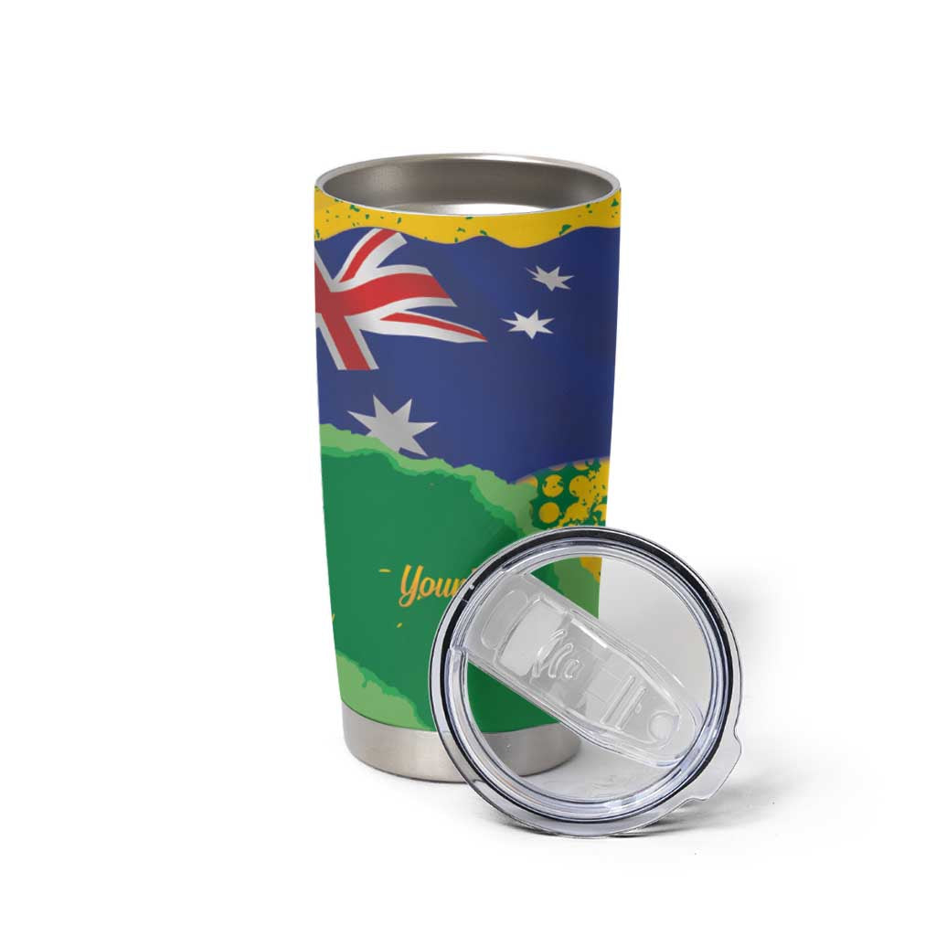 Koala Australia Personalised Tumbler Cup Aussie Map National Color Grunge Pattern