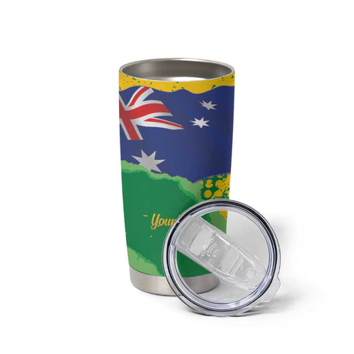 Koala Australia Personalised Tumbler Cup Aussie Map National Color Grunge Pattern