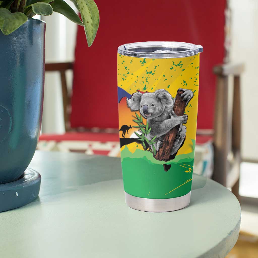 Koala Australia Personalised Tumbler Cup Aussie Map National Color Grunge Pattern