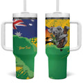 Koala Australia Personalised Tumbler With Handle Aussie Map National Color Grunge Pattern