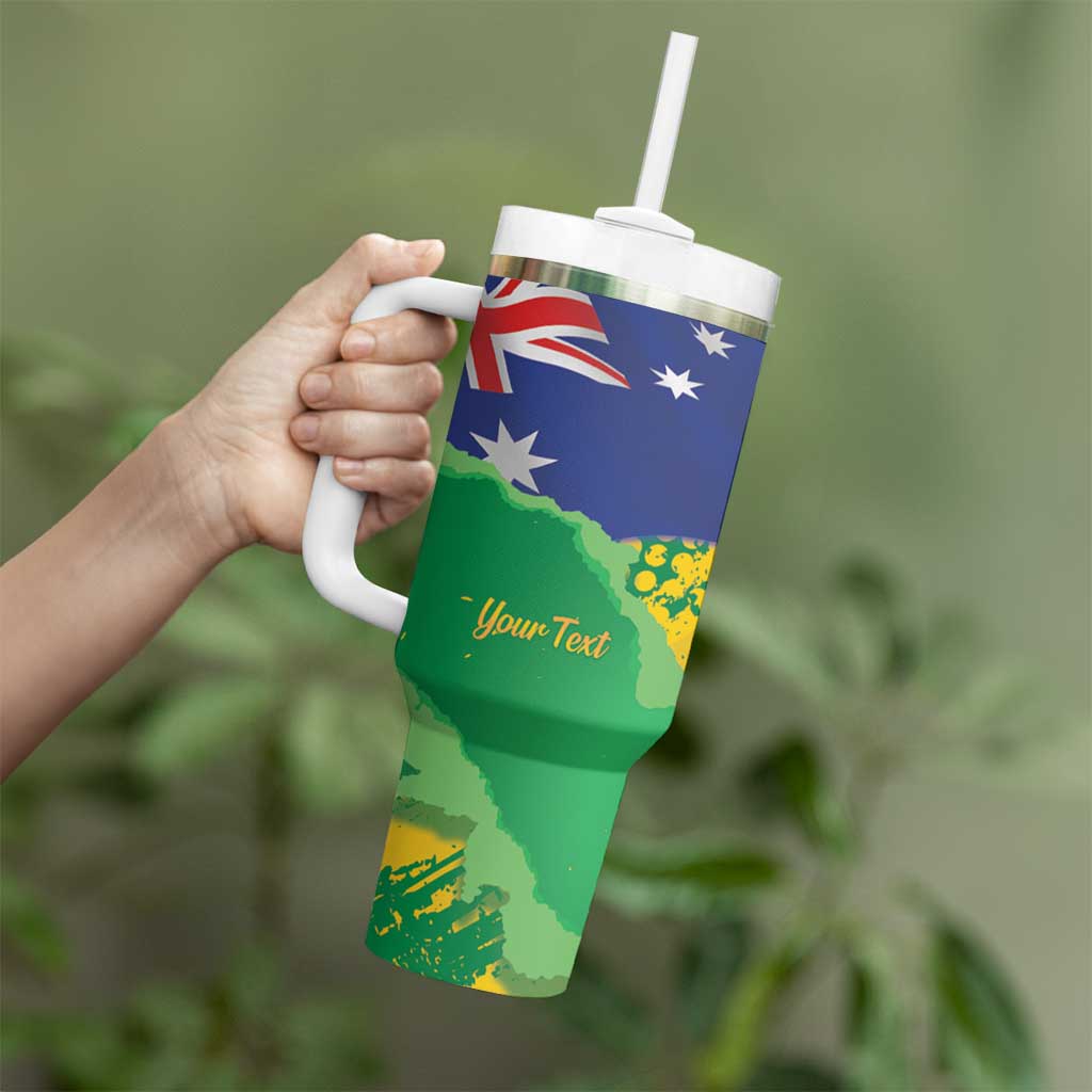Koala Australia Personalised Tumbler With Handle Aussie Map National Color Grunge Pattern