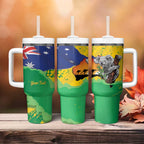 Koala Australia Personalised Tumbler With Handle Aussie Map National Color Grunge Pattern