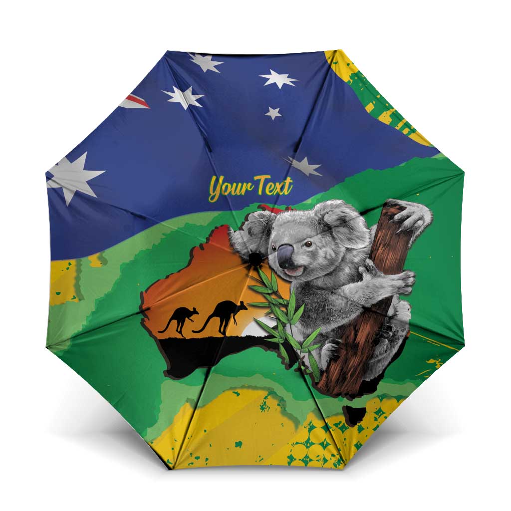 Koala Australia Personalised Umbrella Aussie Map National Color Grunge Pattern