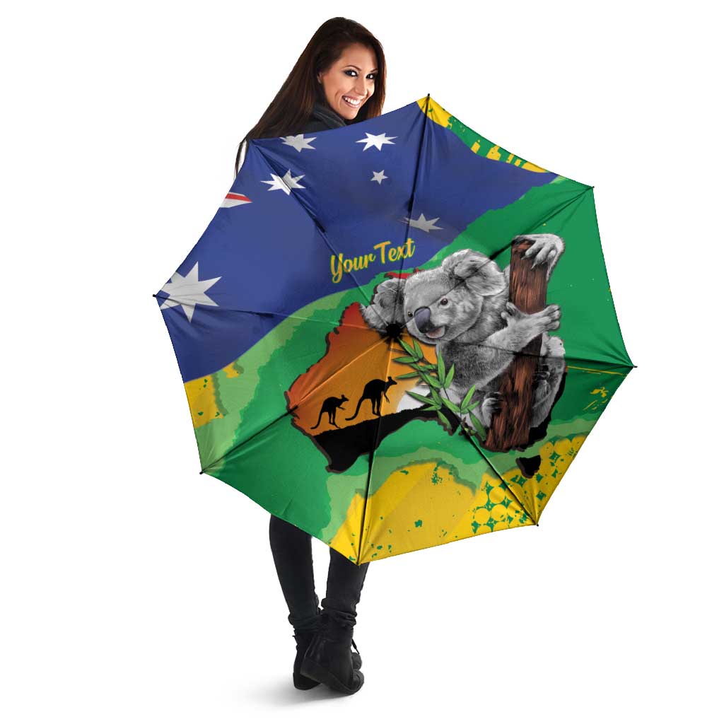Koala Australia Personalised Umbrella Aussie Map National Color Grunge Pattern