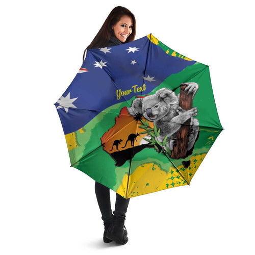 Koala Australia Personalised Umbrella Aussie Map National Color Grunge Pattern