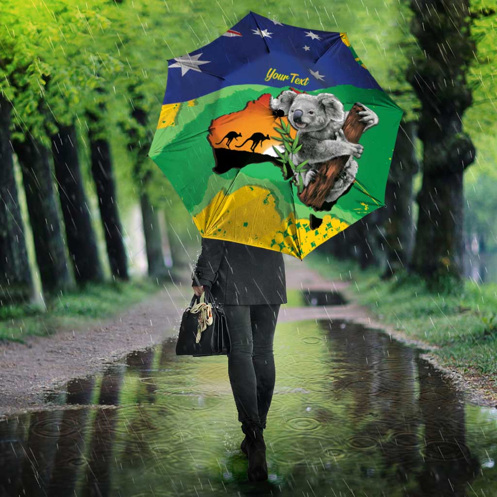 Koala Australia Personalised Umbrella Aussie Map National Color Grunge Pattern