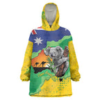 Koala Australia Personalised Wearable Blanket Hoodie Aussie Map National Color Grunge Pattern