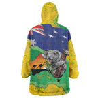 Koala Australia Personalised Wearable Blanket Hoodie Aussie Map National Color Grunge Pattern