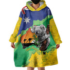 Koala Australia Personalised Wearable Blanket Hoodie Aussie Map National Color Grunge Pattern
