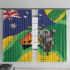 Koala Australia Personalised Window Curtain Aussie Map National Color Grunge Pattern