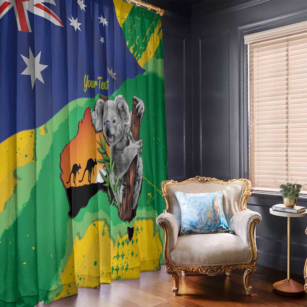 Koala Australia Personalised Window Curtain Aussie Map National Color Grunge Pattern