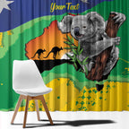 Koala Australia Personalised Window Curtain Aussie Map National Color Grunge Pattern