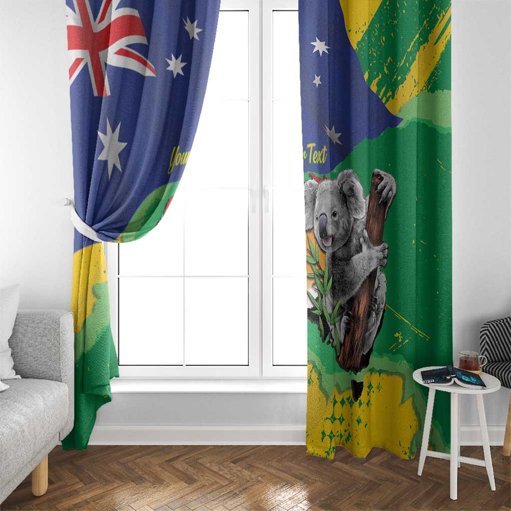 Koala Australia Personalised Window Curtain Aussie Map National Color Grunge Pattern