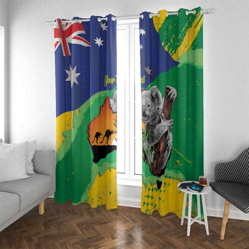 Koala Australia Personalised Window Curtain Aussie Map National Color Grunge Pattern