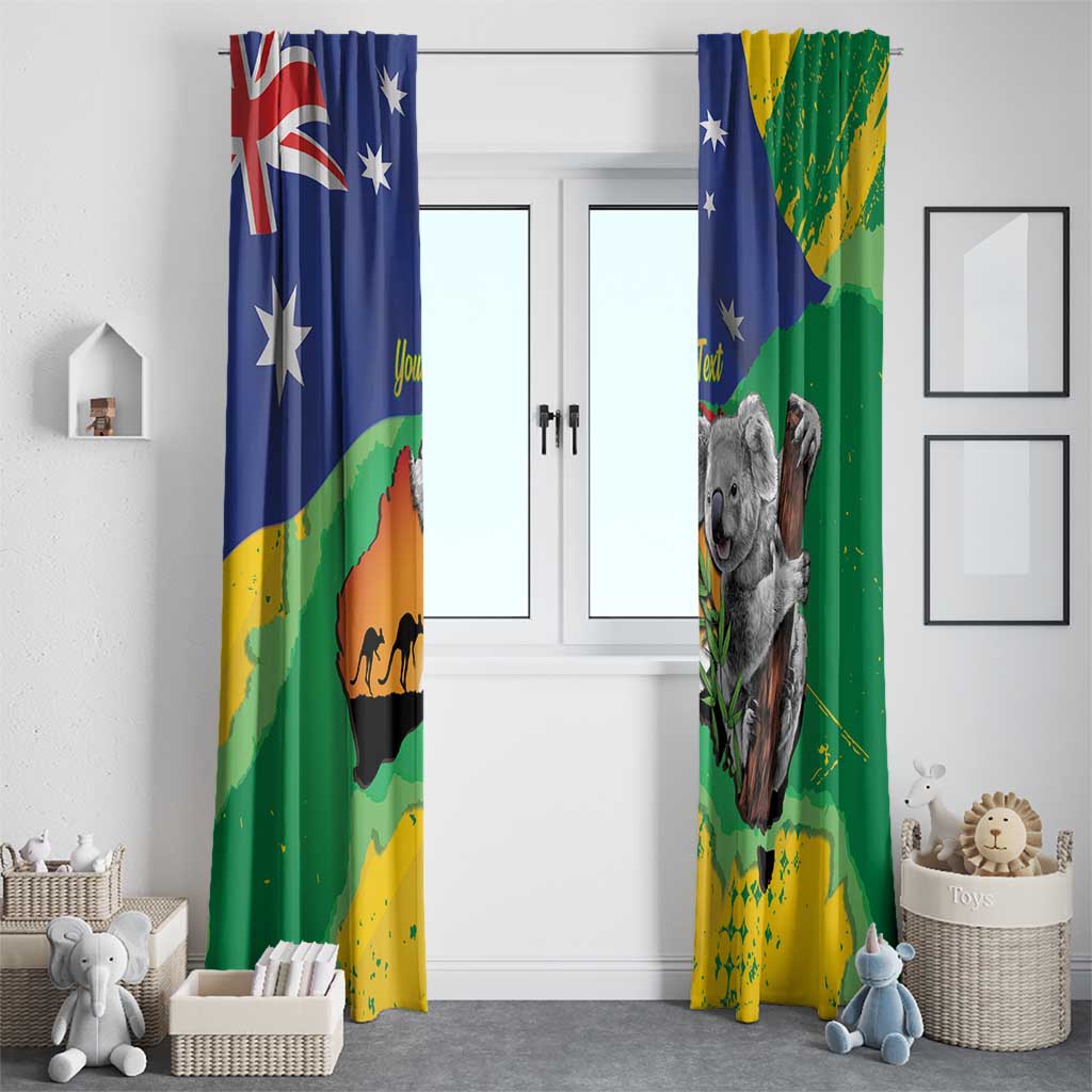 Koala Australia Personalised Window Curtain Aussie Map National Color Grunge Pattern
