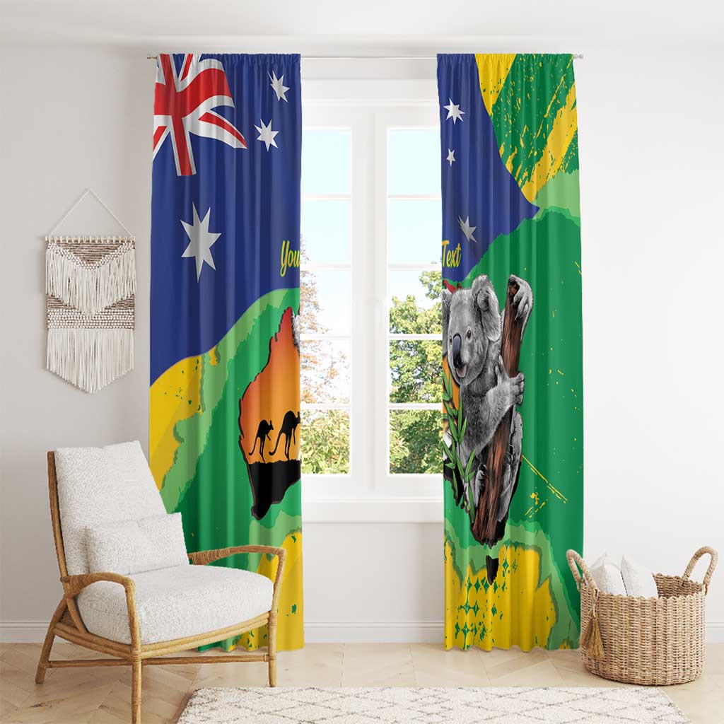 Koala Australia Personalised Window Curtain Aussie Map National Color Grunge Pattern