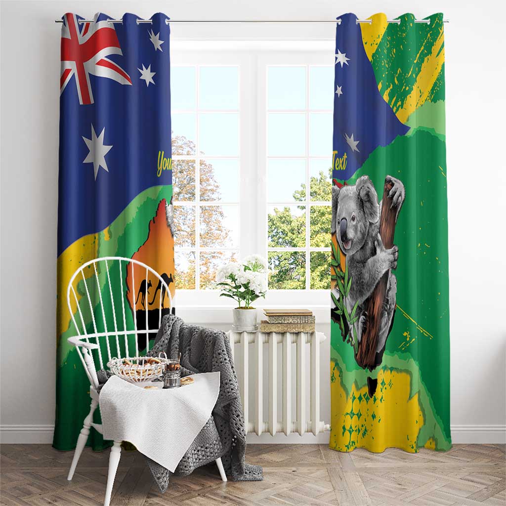 Koala Australia Personalised Window Curtain Aussie Map National Color Grunge Pattern