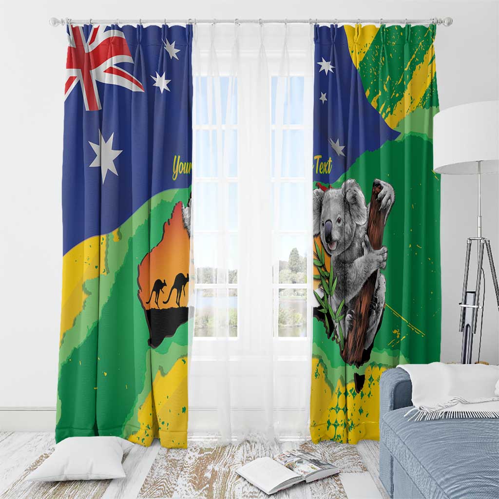 Koala Australia Personalised Window Curtain Aussie Map National Color Grunge Pattern