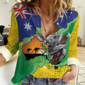 Koala Australia Personalised Women Casual Shirt Aussie Map National Color Grunge Pattern