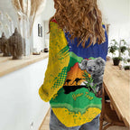 Koala Australia Personalised Women Casual Shirt Aussie Map National Color Grunge Pattern