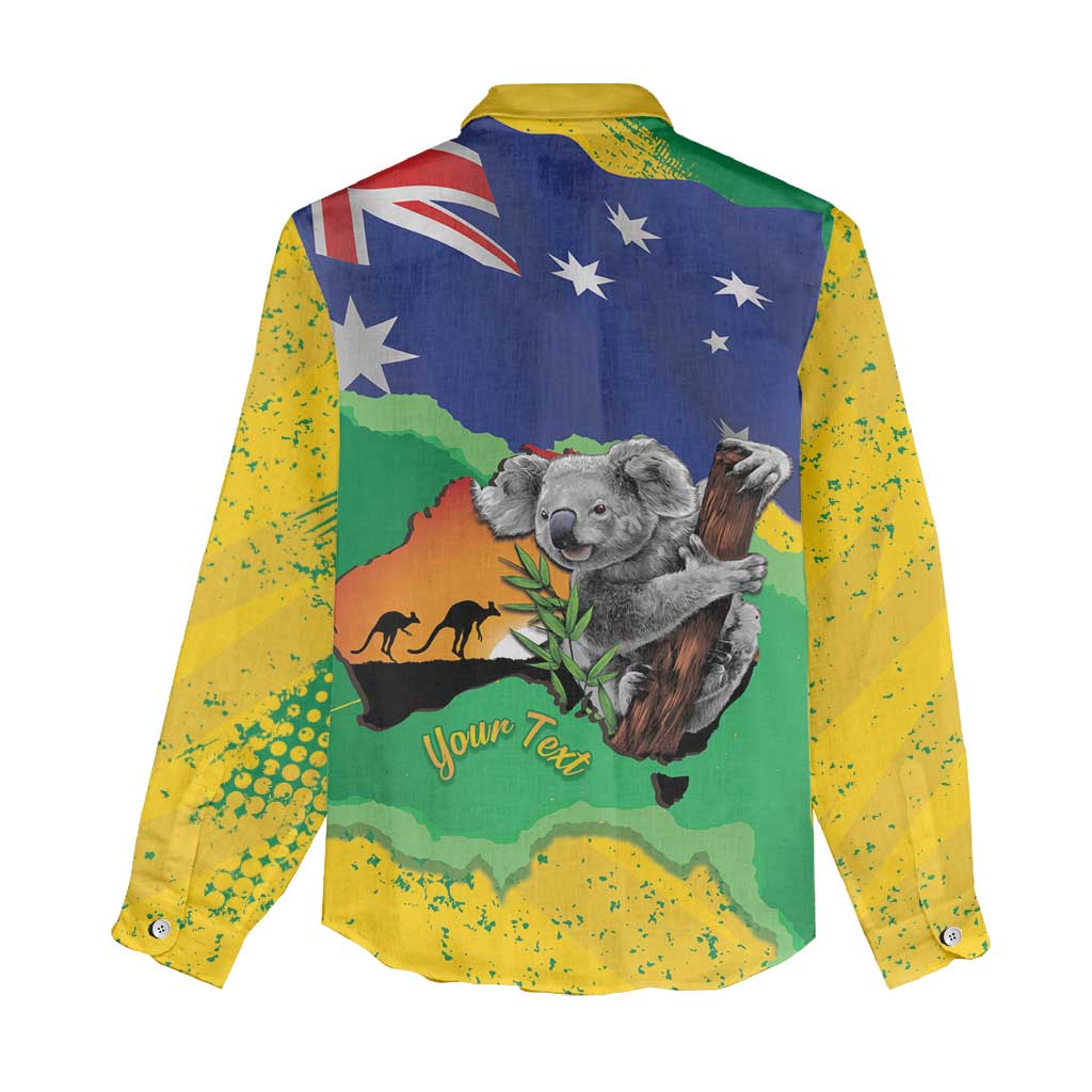 Koala Australia Personalised Women Casual Shirt Aussie Map National Color Grunge Pattern