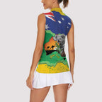 Koala Australia Personalised Women Sleeveless Polo Shirt Aussie Map National Color Grunge Pattern