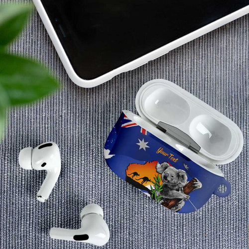 Koala Australia Personalised AirPods Case Aussie Map Flag Color Grunge Pattern