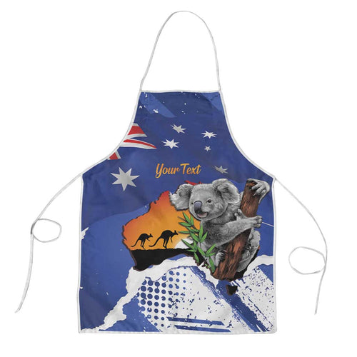 Koala Australia Personalised Apron Aussie Map Flag Color Grunge Pattern