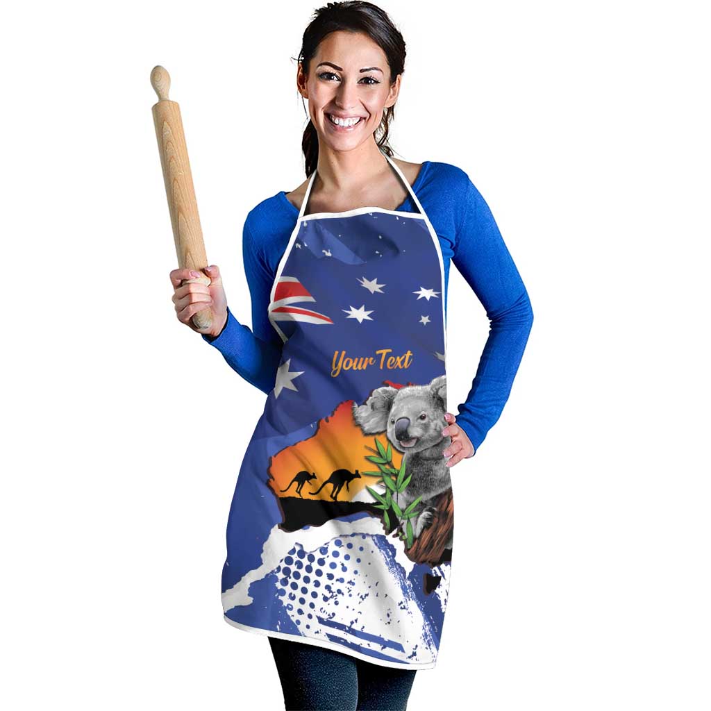 Koala Australia Personalised Apron Aussie Map Flag Color Grunge Pattern