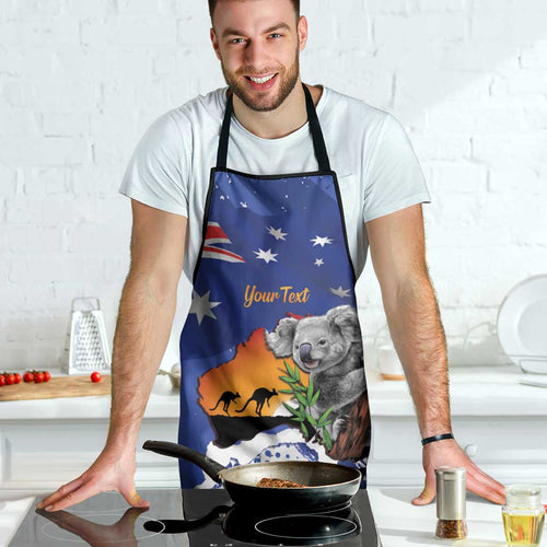 Koala Australia Personalised Apron Aussie Map Flag Color Grunge Pattern