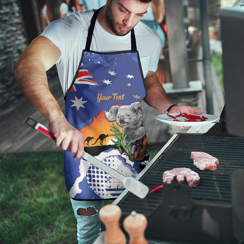 Koala Australia Personalised Apron Aussie Map Flag Color Grunge Pattern