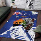 Koala Australia Personalised Area Rug Aussie Map Flag Color Grunge Pattern