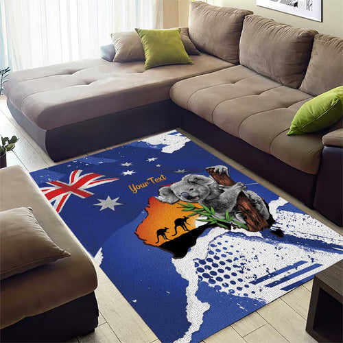 Koala Australia Personalised Area Rug Aussie Map Flag Color Grunge Pattern