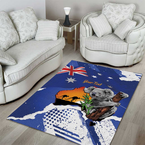 Koala Australia Personalised Area Rug Aussie Map Flag Color Grunge Pattern
