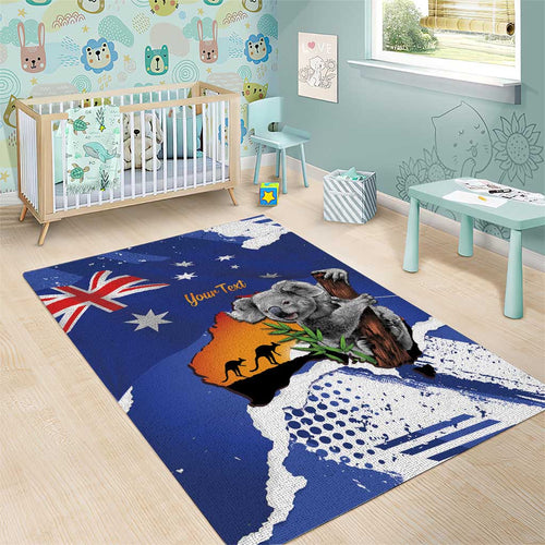 Koala Australia Personalised Area Rug Aussie Map Flag Color Grunge Pattern