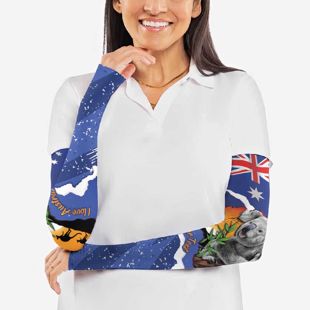 Koala Australia Personalised Arm Sleeves Aussie Map Flag Color Grunge Pattern