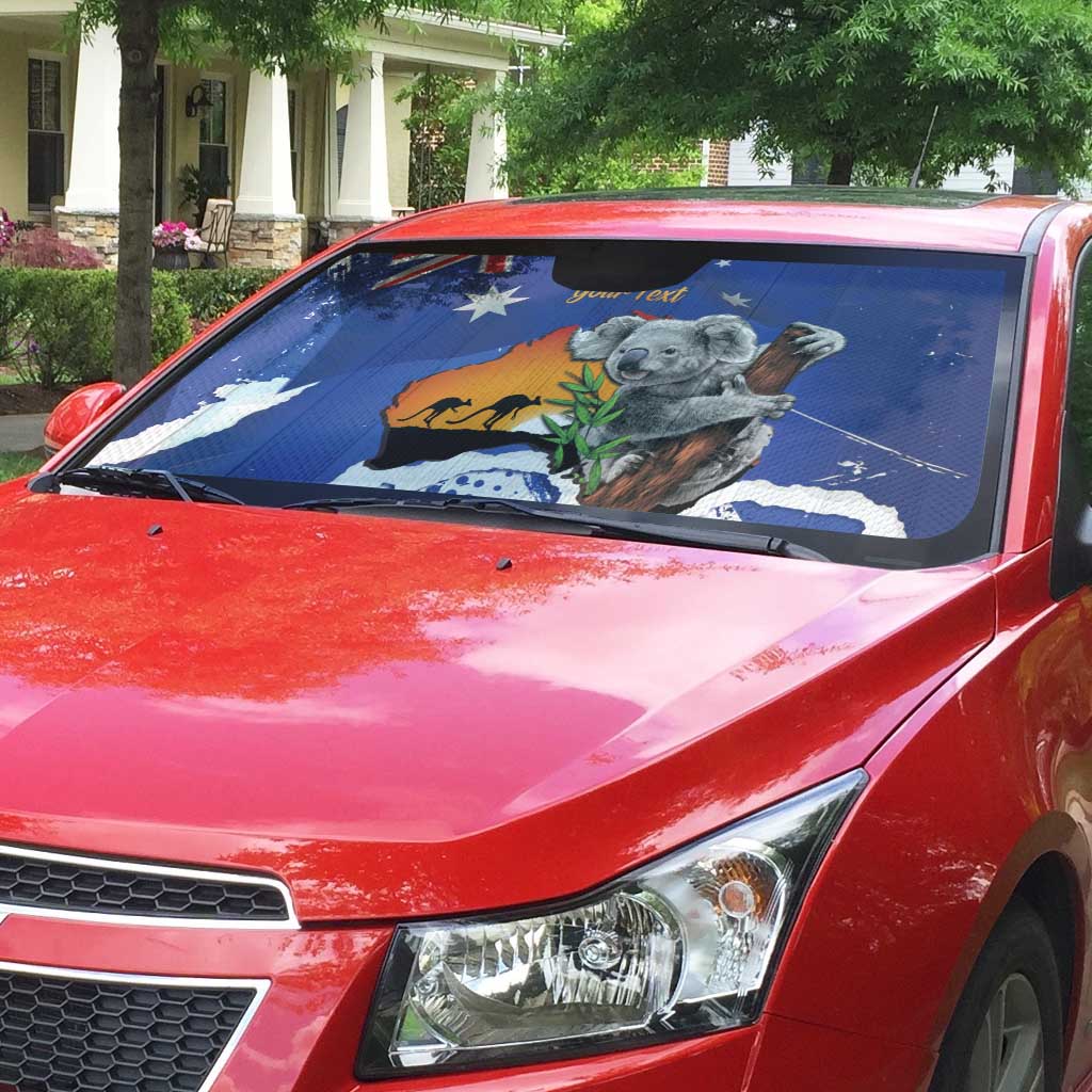 Koala Australia Personalised Auto Sun Shade Aussie Map Flag Color Grunge Pattern
