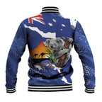 Koala Australia Personalised Baseball Jacket Aussie Map Flag Color Grunge Pattern