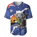 Koala Australia Personalised Baseball Jersey Aussie Map Flag Color Grunge Pattern