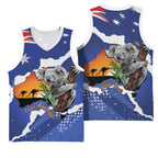 Koala Australia Personalised Basketball Jersey Aussie Map Flag Color Grunge Pattern