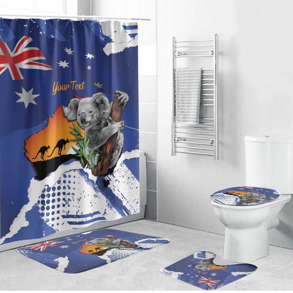 Koala Australia Personalised Bathroom Set Aussie Map Flag Color Grunge Pattern