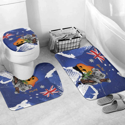 Koala Australia Personalised Bathroom Set Aussie Map Flag Color Grunge Pattern