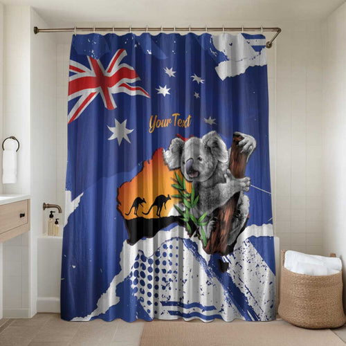 Koala Australia Personalised Bathroom Set Aussie Map Flag Color Grunge Pattern