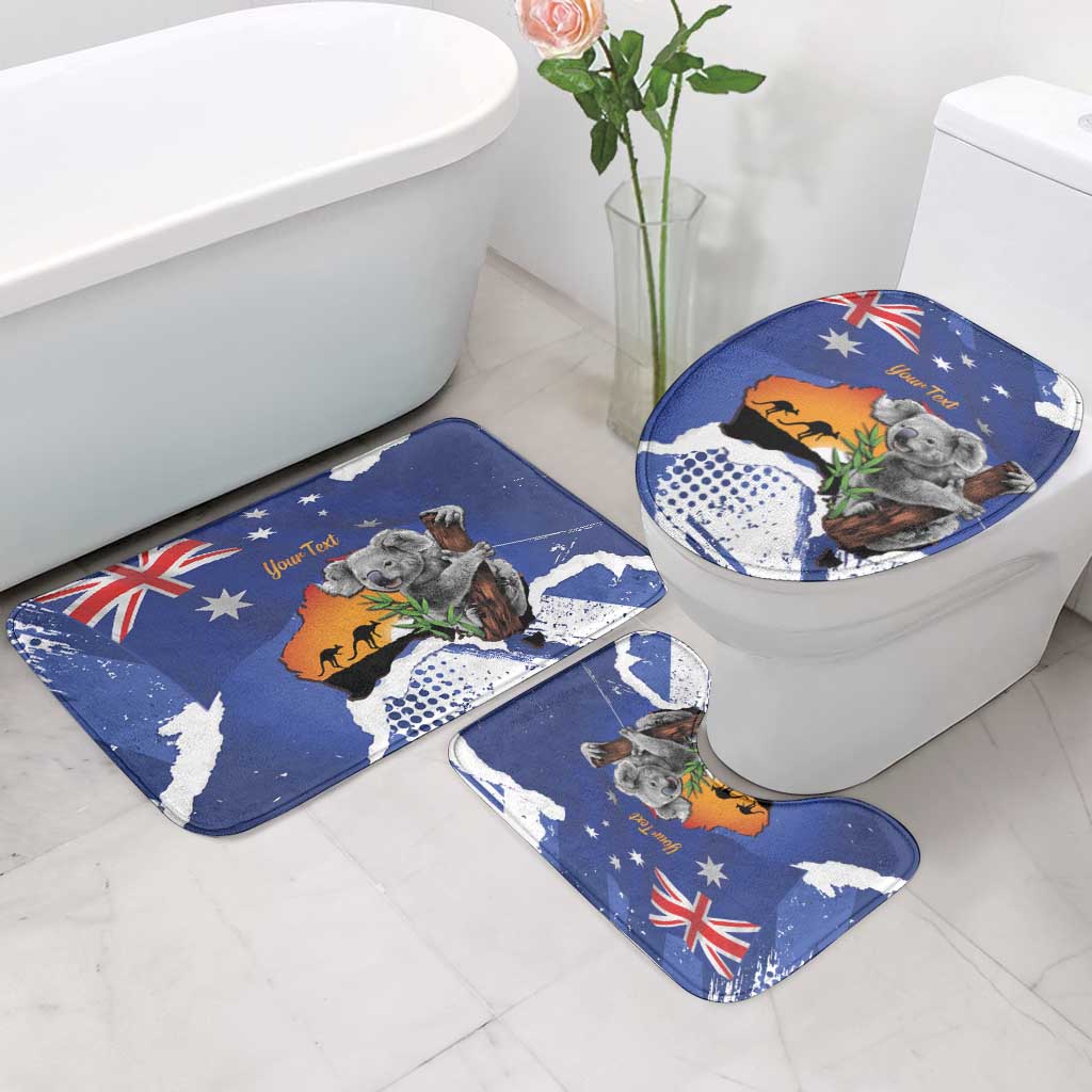 Koala Australia Personalised Bathroom Set Aussie Map Flag Color Grunge Pattern
