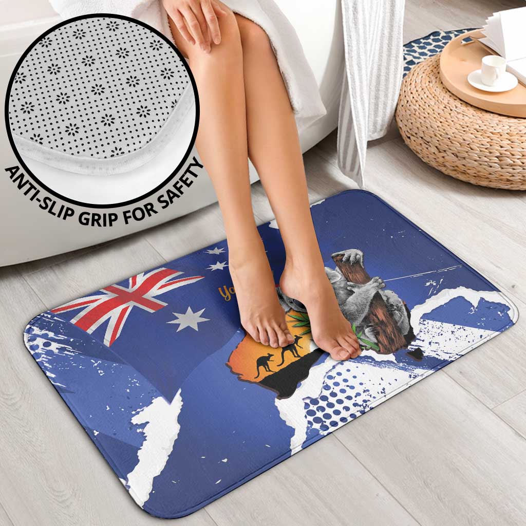 Koala Australia Personalised Bathroom Set Aussie Map Flag Color Grunge Pattern