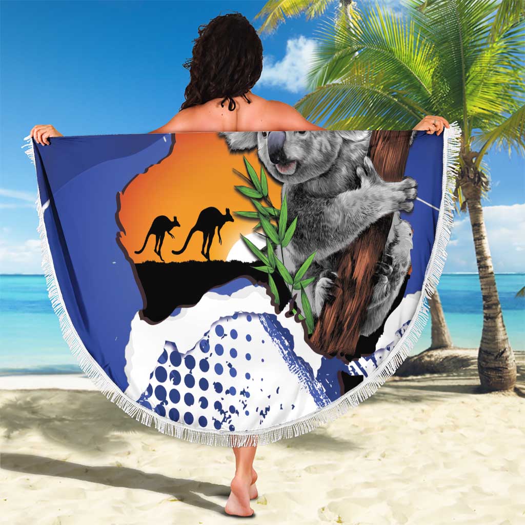 Koala Australia Personalised Beach Blanket Aussie Map Flag Color Grunge Pattern