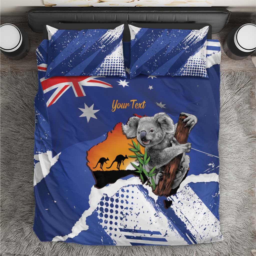 Koala Australia Personalised Bedding Set Aussie Map Flag Color Grunge Pattern