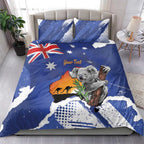 Koala Australia Personalised Bedding Set Aussie Map Flag Color Grunge Pattern