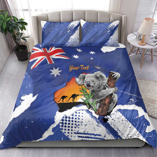 Koala Australia Personalised Bedding Set Aussie Map Flag Color Grunge Pattern
