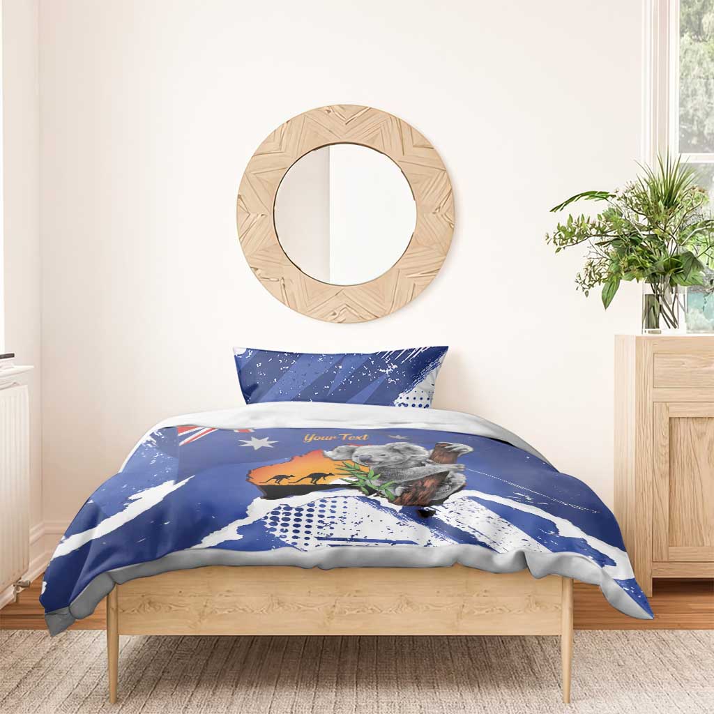 Koala Australia Personalised Bedding Set Aussie Map Flag Color Grunge Pattern
